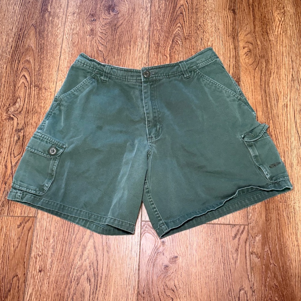 90s Ocean Pacific OP Womens Olive Green Cotton Cargo Shorts Size 11 Utility VTG